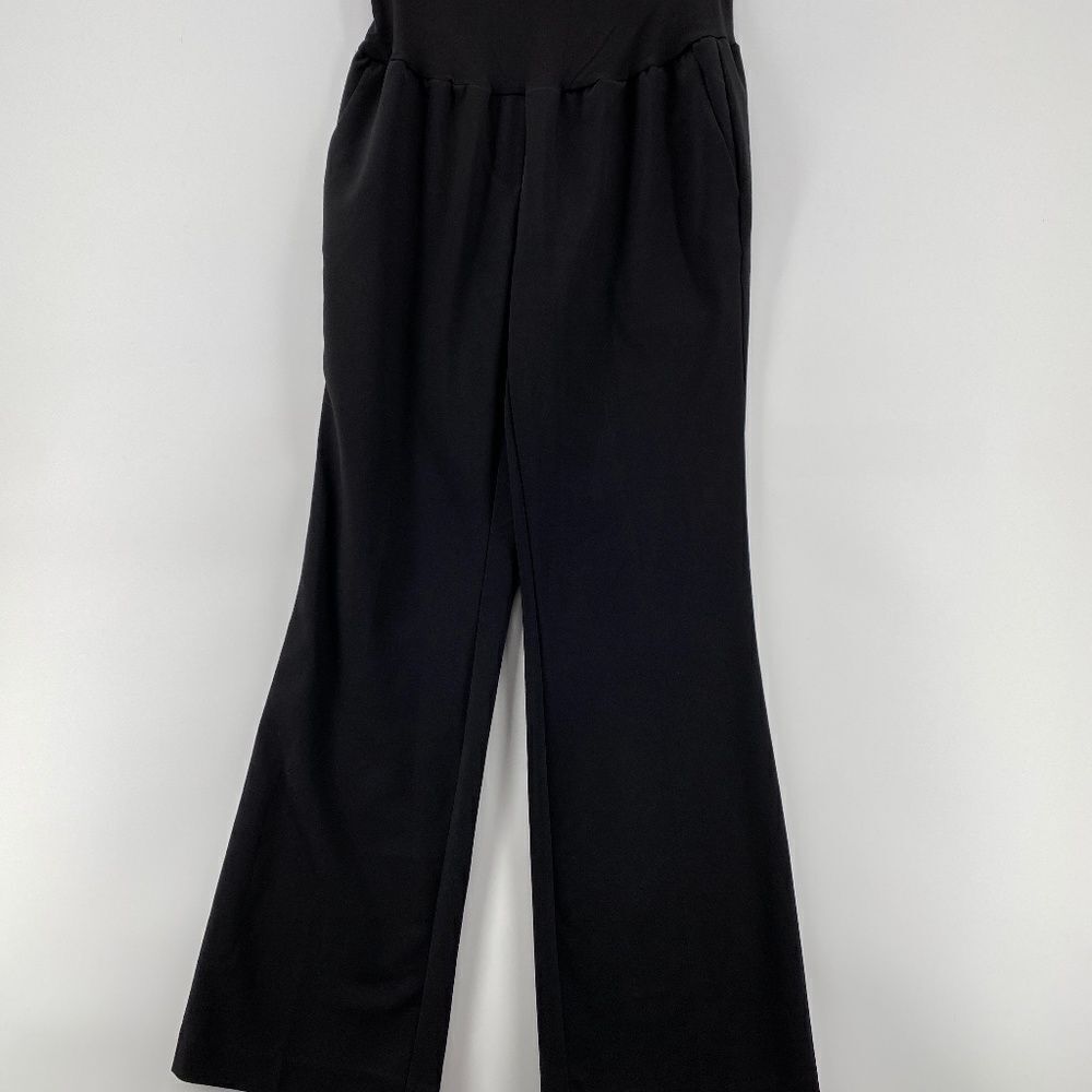 🎁5/$25 George Pants Women Maternity Small Pull-on Front Pockets Black Wide Leg